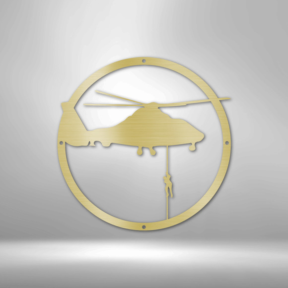 Helicopter Drop Steel Sign Laser Cut Powder Coated Home & Office Metal Wall Deco